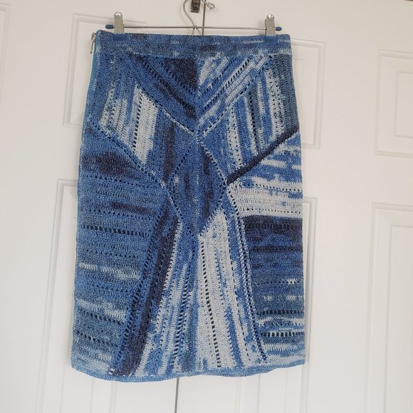 Rag & Bone Jasmin Blue Crochet Mosaic Skirt  - Size L - Picture 3 of 11